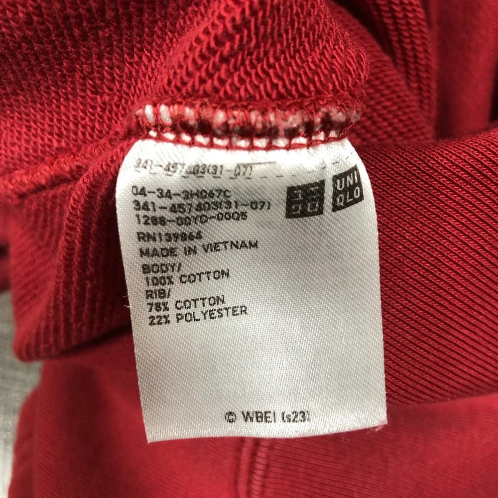 UNIQLO x LOONEY TUNES WB Long Sleeve Sweat Pullover Red Hoodie‎ Size XL